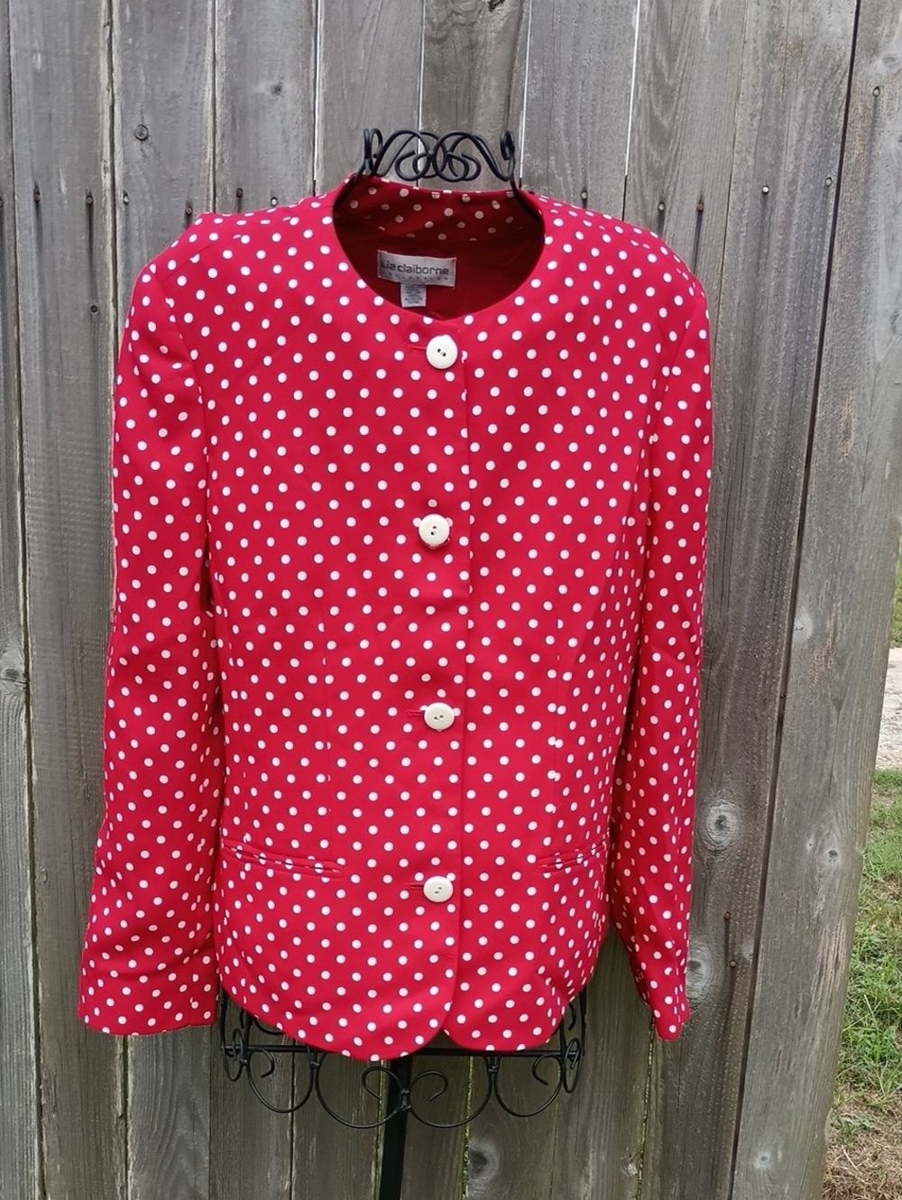 Liz Claiborne Red and White Polka Dot Jacket